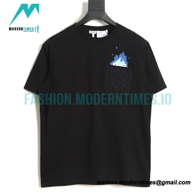 Loewe - 23SS Flame Four-leaf Clover Pocket Short-sleeved T-shirt Loewe - 23SS Flame Four-leaf Clover Pocket Short-sleeved T-shirt